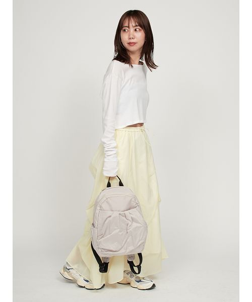 emmi(エミ)の「eco ミニギャザーボディーバックパック/撥水(バックパック/リュック・レディース・オフホワイト/ブラック/ダークブラウン・F)」の7枚目の写真