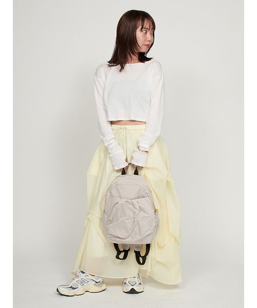 emmi(エミ)の「eco ミニギャザーボディーバックパック/撥水(バックパック/リュック・レディース・オフホワイト/ブラック/ダークブラウン・F)」の8枚目の写真