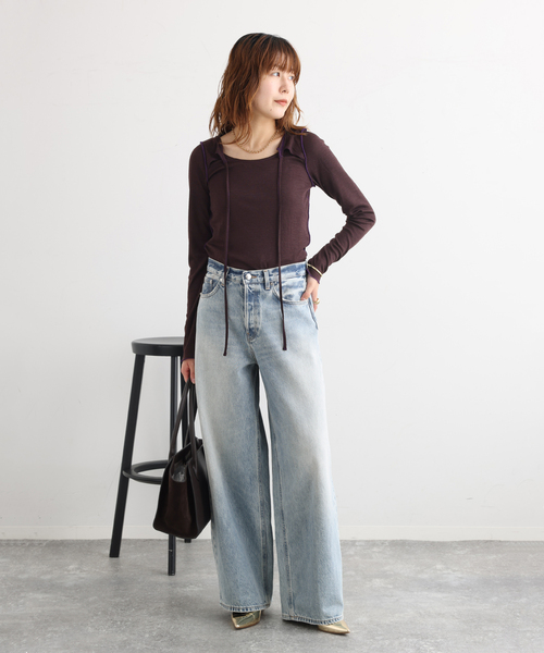 journal standard L'essage(ジャーナルスタンダードレサージュ)の「HAIKURE/ハイクル BETHANY SHORT LENGTH POLLOCK デニムパンツ(デニムパンツ・レディース・ブルー・23/25/24)」の2枚目の写真