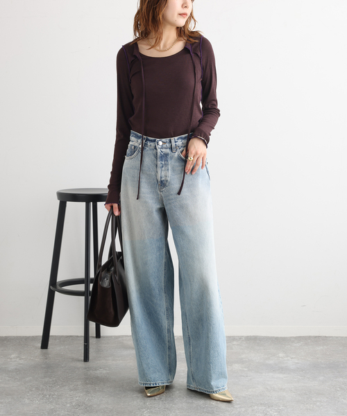 journal standard L'essage(ジャーナルスタンダードレサージュ)の「HAIKURE/ハイクル BETHANY SHORT LENGTH POLLOCK デニムパンツ(デニムパンツ・レディース・ブルー・23/25/24)」の6枚目の写真