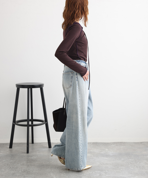 journal standard L'essage(ジャーナルスタンダードレサージュ)の「HAIKURE/ハイクル BETHANY SHORT LENGTH POLLOCK デニムパンツ(デニムパンツ・レディース・ブルー・23/25/24)」の7枚目の写真