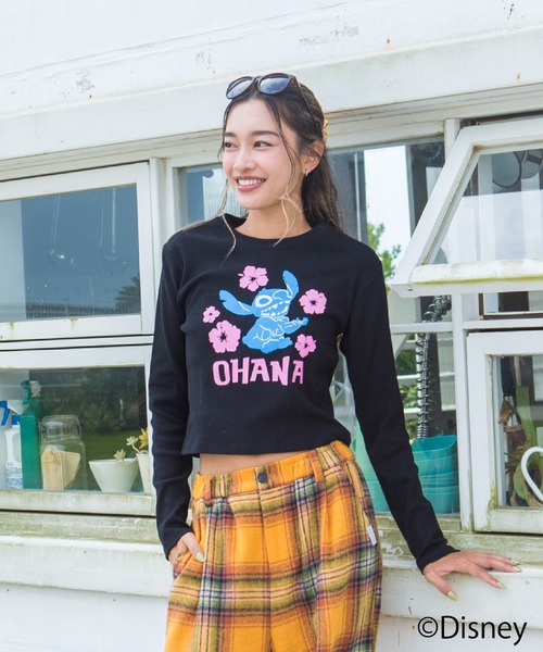 LOCALMOTION HAWAII(ローカルモーション ハワイ)の「ハワイ&リゾートスティッチハイビスカスミニ長袖Tシャツ(Tシャツ/カットソー・レディース・ブラック/ホワイト・FREE)」の19枚目の写真