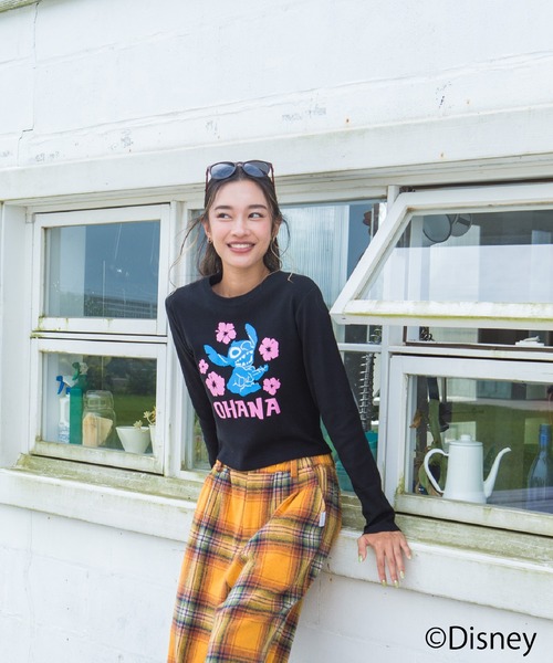 LOCALMOTION HAWAII(ローカルモーション ハワイ)の「ハワイ&リゾートスティッチハイビスカスミニ長袖Tシャツ(Tシャツ/カットソー・レディース・ブラック/ホワイト・FREE)」の20枚目の写真