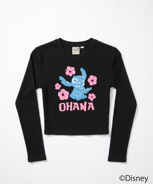 LOCALMOTION HAWAII(ローカルモーション ハワイ)の「ハワイ&リゾートスティッチハイビスカスミニ長袖Tシャツ(Tシャツ/カットソー・レディース・ブラック/ホワイト・FREE)」の5枚目の写真