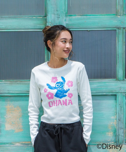LOCALMOTION HAWAII(ローカルモーション ハワイ)の「ハワイ&リゾートスティッチハイビスカスミニ長袖Tシャツ(Tシャツ/カットソー・レディース・ブラック/ホワイト・FREE)」の8枚目の写真