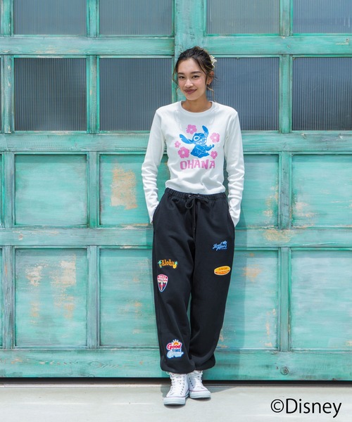 LOCALMOTION HAWAII(ローカルモーション ハワイ)の「ハワイ&リゾートスティッチハイビスカスミニ長袖Tシャツ(Tシャツ/カットソー・レディース・ブラック/ホワイト・FREE)」の10枚目の写真