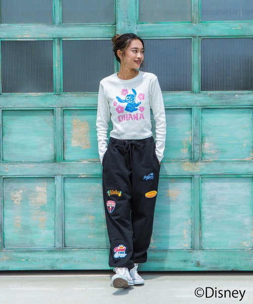 LOCALMOTION HAWAII(ローカルモーション ハワイ)の「ハワイ&リゾートスティッチハイビスカスミニ長袖Tシャツ(Tシャツ/カットソー・レディース・ブラック/ホワイト・FREE)」の14枚目の写真
