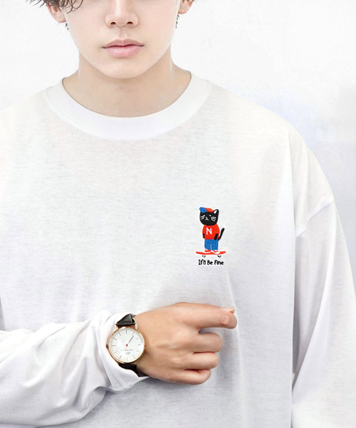 Ammie(アミー)の「ワイド 刺繍 ワンポイント 長袖Tシャツ(Tシャツ/カットソー・メンズ・ホワイト系その他2/ホワイト系その他3/ホワイト系その他4/ホワイト系その他5/ホワイト系その他6/ブラック系その他2/ブラック系その他3/ブラック系その他4/ブラック系その他5/ブラック系その他6/ホワイト系1/ホワイト系2/ホワイト系3/ホワイト系4/ホワイト系5/ホワイト系6/ホワイト系7/ブラック系/ブラック系1/ブラック系2/ブラック系3/ブラック系4/ブラック系5/ブラック系6/ブラック系7・M/L)」の9枚目の写真