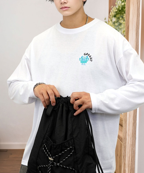 Ammie(アミー)の「ワイド 刺繍 ワンポイント 長袖Tシャツ(Tシャツ/カットソー・メンズ・ホワイト系その他2/ホワイト系その他3/ホワイト系その他4/ホワイト系その他5/ホワイト系その他6/ブラック系その他2/ブラック系その他3/ブラック系その他4/ブラック系その他5/ブラック系その他6/ホワイト系1/ホワイト系2/ホワイト系3/ホワイト系4/ホワイト系5/ホワイト系6/ホワイト系7/ブラック系/ブラック系1/ブラック系2/ブラック系3/ブラック系4/ブラック系5/ブラック系6/ブラック系7・M/L)」の12枚目の写真