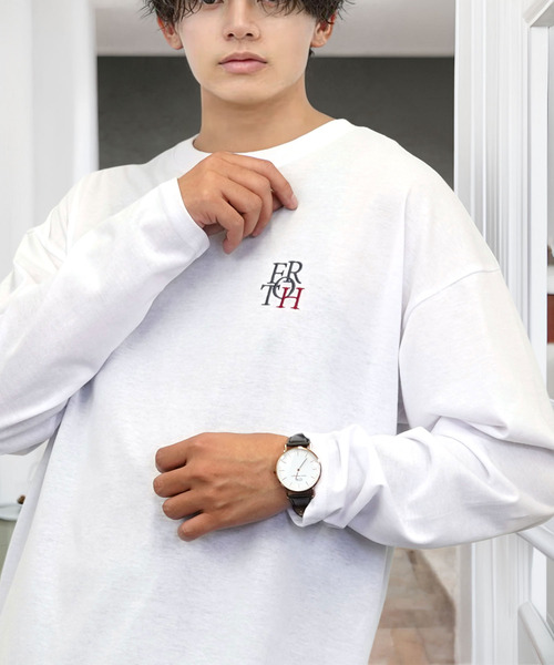 Ammie(アミー)の「ワイド 刺繍 ワンポイント 長袖Tシャツ(Tシャツ/カットソー・メンズ・ホワイト系その他2/ホワイト系その他3/ホワイト系その他4/ホワイト系その他5/ホワイト系その他6/ブラック系その他2/ブラック系その他3/ブラック系その他4/ブラック系その他5/ブラック系その他6/ホワイト系1/ホワイト系2/ホワイト系3/ホワイト系4/ホワイト系5/ホワイト系6/ホワイト系7/ブラック系/ブラック系1/ブラック系2/ブラック系3/ブラック系4/ブラック系5/ブラック系6/ブラック系7・M/L)」の4枚目の写真