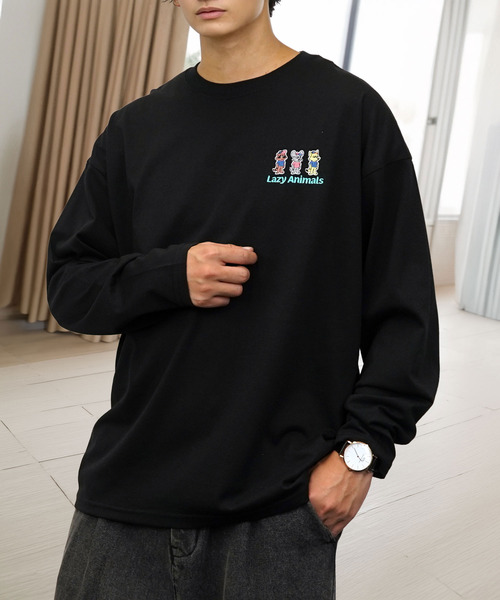 Ammie(アミー)の「ワイド 刺繍 ワンポイント 長袖Tシャツ(Tシャツ/カットソー・メンズ・ホワイト系その他2/ホワイト系その他3/ホワイト系その他4/ホワイト系その他5/ホワイト系その他6/ブラック系その他2/ブラック系その他3/ブラック系その他4/ブラック系その他5/ブラック系その他6/ホワイト系1/ホワイト系2/ホワイト系3/ホワイト系4/ホワイト系5/ホワイト系6/ホワイト系7/ブラック系/ブラック系1/ブラック系2/ブラック系3/ブラック系4/ブラック系5/ブラック系6/ブラック系7・M/L)」の14枚目の写真