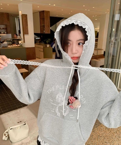Ritzy(リッツィー)の「レーストリム ガーリーフードパーカー(パーカー・レディース・グレー・M)」の20枚目の写真