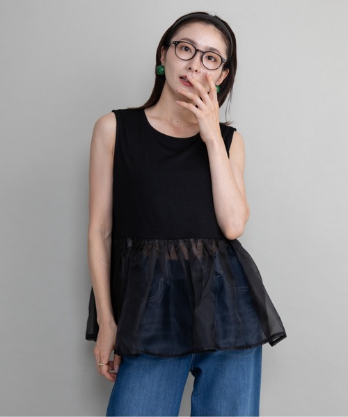 lodie(ロディ)の「クルーニット×裾オーガンジータンク【セットアイテム】(ニット/セーター・レディース・ブラック/グレイッシュベージュ/チャコールグレー・FREE)」の7枚目の写真