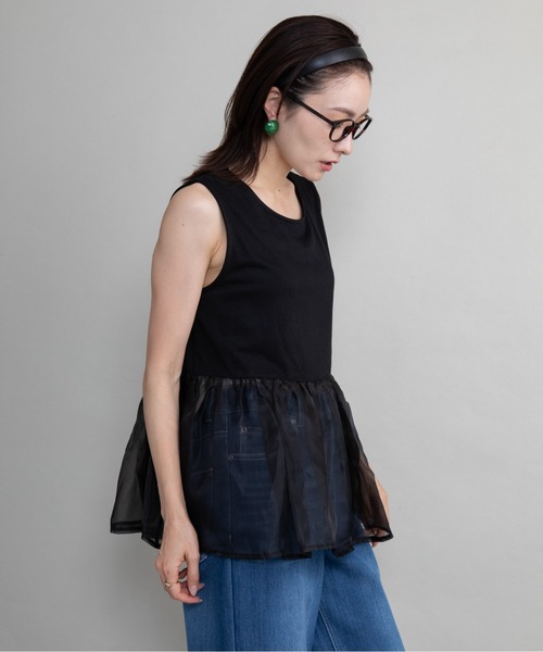 lodie(ロディ)の「クルーニット×裾オーガンジータンク【セットアイテム】(ニット/セーター・レディース・ブラック/グレイッシュベージュ/チャコールグレー・FREE)」の8枚目の写真