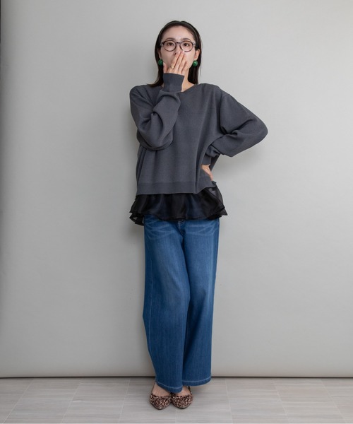 lodie(ロディ)の「クルーニット×裾オーガンジータンク【セットアイテム】(ニット/セーター・レディース・ブラック/グレイッシュベージュ/チャコールグレー・FREE)」の14枚目の写真