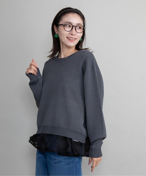 lodie(ロディ)の「クルーニット×裾オーガンジータンク【セットアイテム】(ニット/セーター・レディース・ブラック/グレイッシュベージュ/チャコールグレー・FREE)」の12枚目の写真
