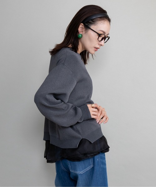 lodie(ロディ)の「クルーニット×裾オーガンジータンク【セットアイテム】(ニット/セーター・レディース・ブラック/グレイッシュベージュ/チャコールグレー・FREE)」の18枚目の写真