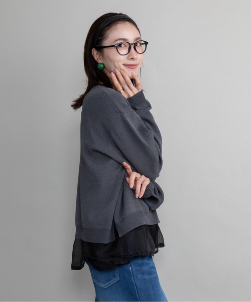 lodie(ロディ)の「クルーニット×裾オーガンジータンク【セットアイテム】(ニット/セーター・レディース・ブラック/グレイッシュベージュ/チャコールグレー・FREE)」の20枚目の写真