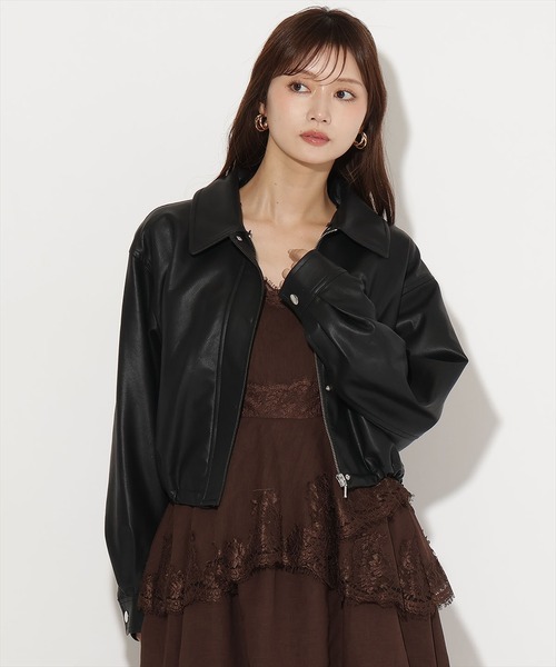 AND COUTURE(アンドクチュール)の「取り外しファー襟フェイクレザーブルゾン(ブルゾン・レディース・ブラック/ブラウン/アイボリー・FREE)」の16枚目の写真