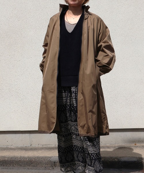 etre relie(エトレリー)の「リブドッキング異素材ロングコート(その他アウター・レディース・ブラック/モカ/カーキ・MEDIUM)」の6枚目の写真