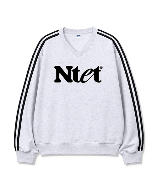 NTET(エンティーイーティー)の「グルーヴロゴ トラック Vネック スウェット (4color)(スウェット・メンズ・ライトグレー/ブラック/ネイビー/グレー・SMALL/MEDIUM/LARGE/X-LARGE)」の2枚目の写真