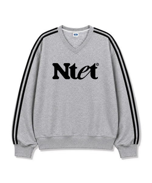 NTET(エンティーイーティー)の「グルーヴロゴ トラック Vネック スウェット (4color)(スウェット・メンズ・ライトグレー/ブラック/ネイビー/グレー・SMALL/MEDIUM/LARGE/X-LARGE)」の6枚目の写真