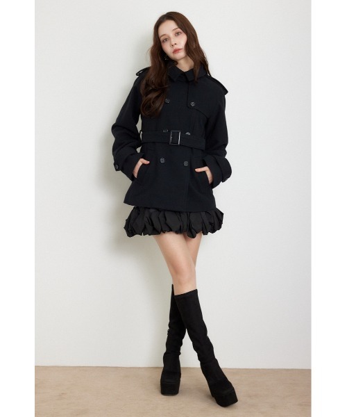rienda(リエンダ)の「トレンチディテールショートコート 秋服 冬服(トレンチコート・レディース・ブラック/グレー/ブラウン・SMALL/MEDIUM)」の21枚目の写真