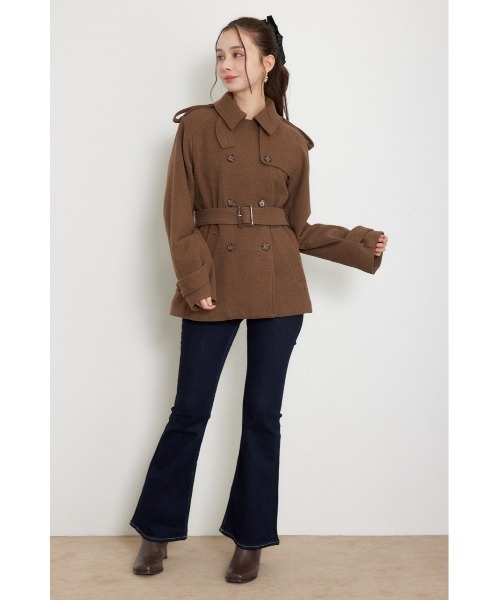 rienda(リエンダ)の「トレンチディテールショートコート 秋服 冬服(トレンチコート・レディース・ブラック/グレー/ブラウン・SMALL/MEDIUM)」の4枚目の写真