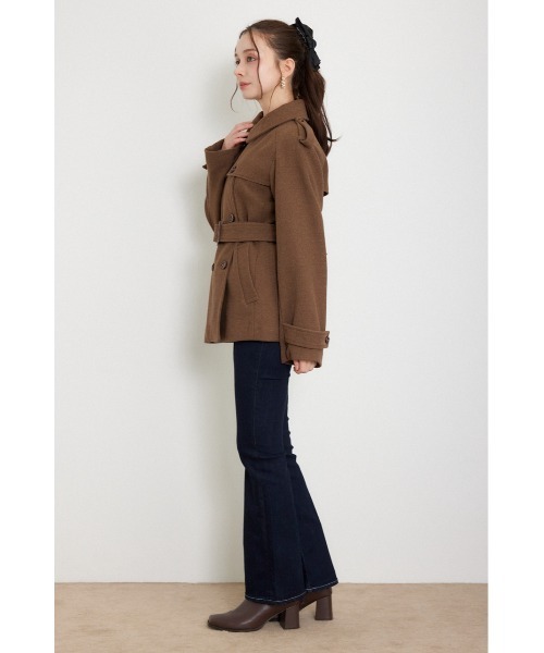 rienda(リエンダ)の「トレンチディテールショートコート 秋服 冬服(トレンチコート・レディース・ブラック/グレー/ブラウン・SMALL/MEDIUM)」の6枚目の写真