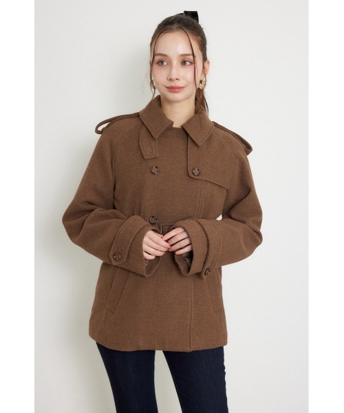 rienda(リエンダ)の「トレンチディテールショートコート 秋服 冬服(トレンチコート・レディース・ブラック/グレー/ブラウン・SMALL/MEDIUM)」の8枚目の写真