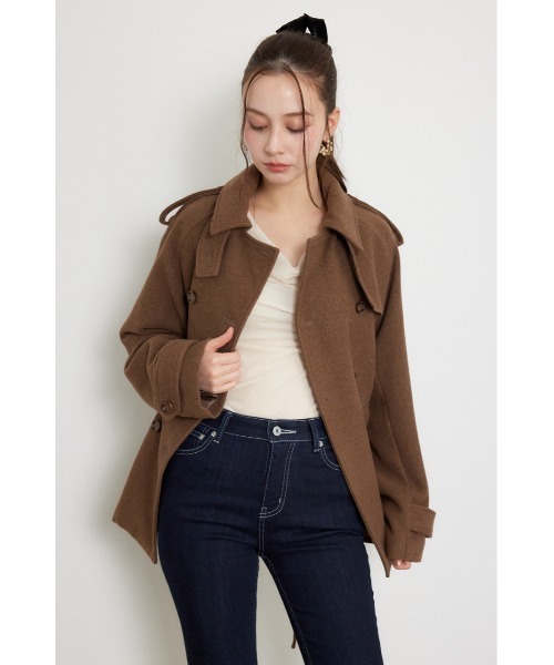 rienda(リエンダ)の「トレンチディテールショートコート 秋服 冬服(トレンチコート・レディース・ブラック/グレー/ブラウン・SMALL/MEDIUM)」の9枚目の写真