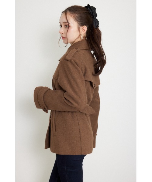 rienda(リエンダ)の「トレンチディテールショートコート 秋服 冬服(トレンチコート・レディース・ブラック/グレー/ブラウン・SMALL/MEDIUM)」の10枚目の写真