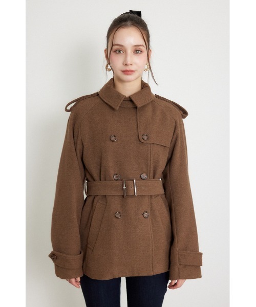 rienda(リエンダ)の「トレンチディテールショートコート 秋服 冬服(トレンチコート・レディース・ブラック/グレー/ブラウン・SMALL/MEDIUM)」の11枚目の写真