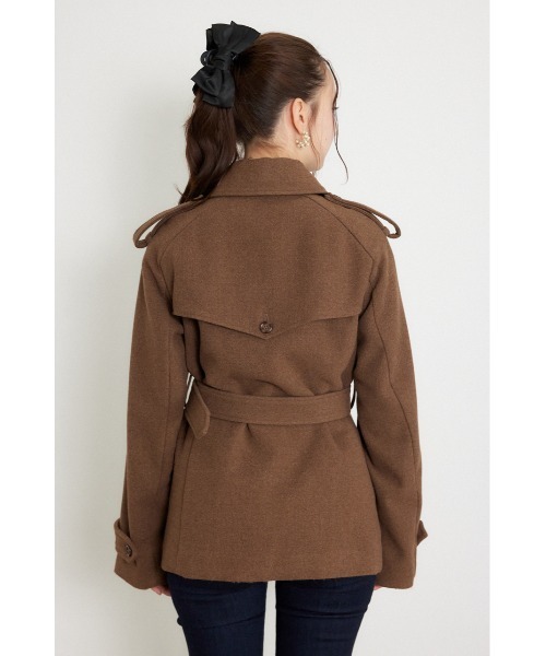 rienda(リエンダ)の「トレンチディテールショートコート 秋服 冬服(トレンチコート・レディース・ブラック/グレー/ブラウン・SMALL/MEDIUM)」の13枚目の写真