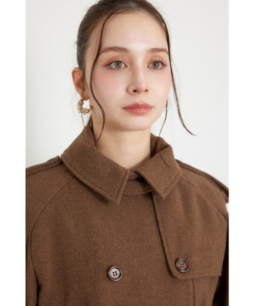 rienda(リエンダ)の「トレンチディテールショートコート 秋服 冬服(トレンチコート・レディース・ブラック/グレー/ブラウン・SMALL/MEDIUM)」の14枚目の写真