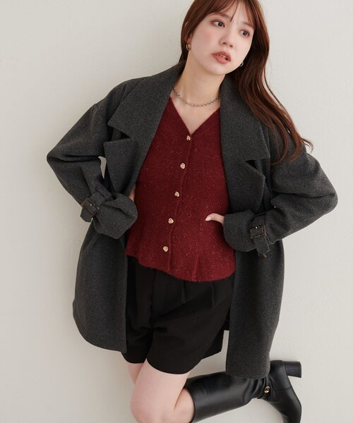 natural couture(ナチュラルクチュール)の「ベルト付きミドル丈コート(その他アウター・レディース・サックスブルー/モカ/ブラウン/ミント/オフホワイト/ネイビー/チャコールグレー/グレイッシュベージュ/ブルー/ブラック・FREE)」の4枚目の写真