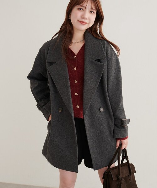 natural couture(ナチュラルクチュール)の「ベルト付きミドル丈コート(その他アウター・レディース・サックスブルー/モカ/ブラウン/ミント/オフホワイト/ネイビー/チャコールグレー/グレイッシュベージュ/ブルー/ブラック・FREE)」の19枚目の写真