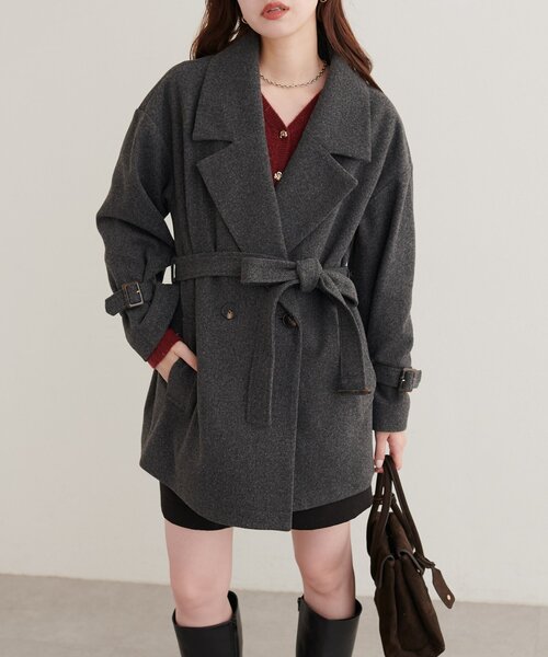 natural couture(ナチュラルクチュール)の「ベルト付きミドル丈コート(その他アウター・レディース・サックスブルー/モカ/ブラウン/ミント/オフホワイト/ネイビー/チャコールグレー/グレイッシュベージュ/ブルー/ブラック・FREE)」の20枚目の写真