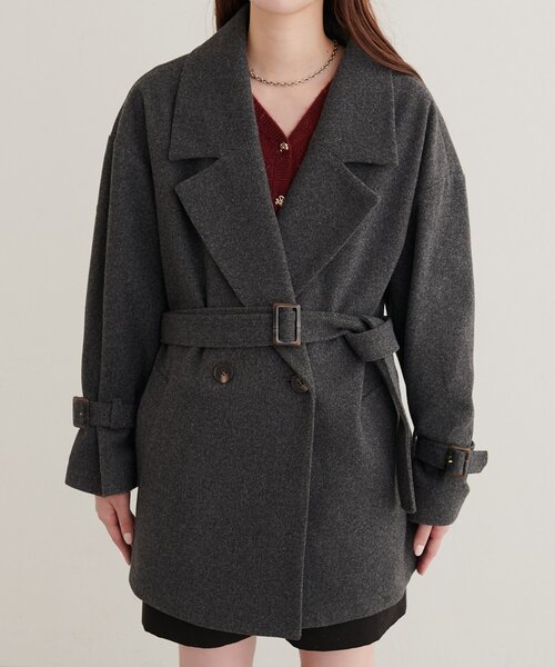 natural couture(ナチュラルクチュール)の「ベルト付きミドル丈コート(その他アウター・レディース・サックスブルー/モカ/ブラウン/ミント/オフホワイト/ネイビー/チャコールグレー/グレイッシュベージュ/ブルー/ブラック・FREE)」の22枚目の写真
