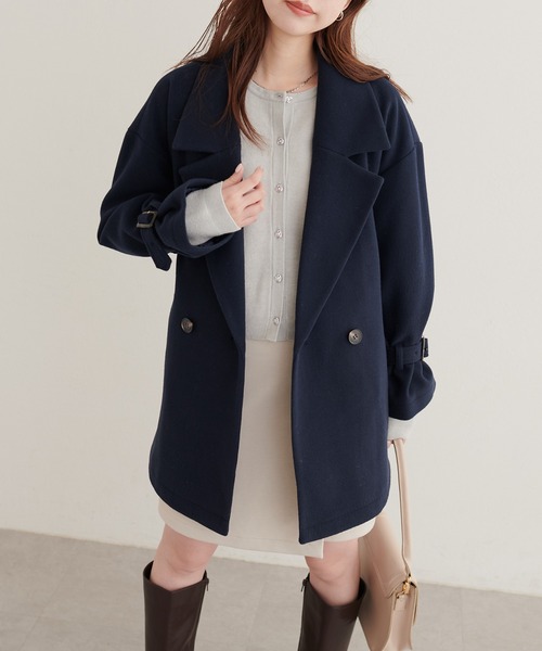 natural couture(ナチュラルクチュール)の「ベルト付きミドル丈コート(その他アウター・レディース・サックスブルー/モカ/ブラウン/ミント/オフホワイト/ネイビー/チャコールグレー/グレイッシュベージュ/ブルー/ブラック・FREE)」の13枚目の写真