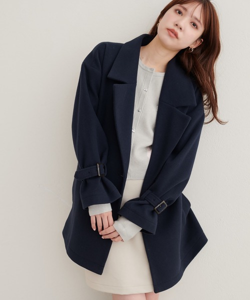 natural couture(ナチュラルクチュール)の「ベルト付きミドル丈コート(その他アウター・レディース・サックスブルー/モカ/ブラウン/ミント/オフホワイト/ネイビー/チャコールグレー/グレイッシュベージュ/ブルー/ブラック・FREE)」の12枚目の写真