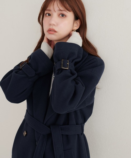 natural couture(ナチュラルクチュール)の「ベルト付きミドル丈コート(その他アウター・レディース・サックスブルー/モカ/ブラウン/ミント/オフホワイト/ネイビー/チャコールグレー/グレイッシュベージュ/ブルー/ブラック・FREE)」の11枚目の写真