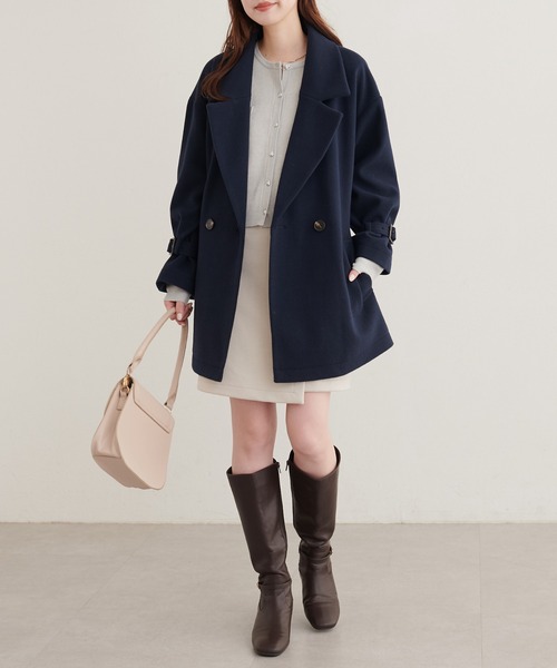 natural couture(ナチュラルクチュール)の「ベルト付きミドル丈コート(その他アウター・レディース・サックスブルー/モカ/ブラウン/ミント/オフホワイト/ネイビー/チャコールグレー/グレイッシュベージュ/ブルー/ブラック・FREE)」の14枚目の写真