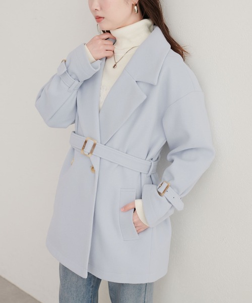 natural couture(ナチュラルクチュール)の「ベルト付きミドル丈コート(その他アウター・レディース・サックスブルー/モカ/ブラウン/ミント/オフホワイト/ネイビー/チャコールグレー/グレイッシュベージュ/ブルー/ブラック・FREE)」の17枚目の写真