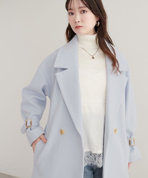 natural couture(ナチュラルクチュール)の「ベルト付きミドル丈コート(その他アウター・レディース・サックスブルー/モカ/ブラウン/ミント/オフホワイト/ネイビー/チャコールグレー/グレイッシュベージュ/ブルー/ブラック・FREE)」の16枚目の写真