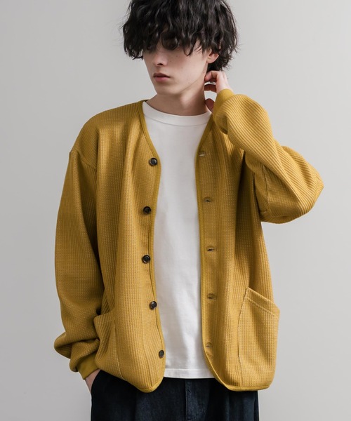 Audience(オーディエンス)の「Upscape Audience アップスケープオーディエンス 日本製ウールビックワッフルニットソーノーカラーアーミーカーディガン AUD7290(カーディガン/ボレロ・メンズ・ブラック/サックスブルー/チャコール/杢グレー/マスタード・M/L)」の20枚目の写真