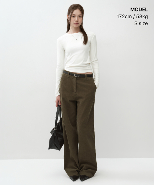 MUSINSA STANDARD WOMAN（ムシンサスタンダードウーマン）の「ウィメンズウォームブラシスリム長袖Tシャツ[アイボリー]（Tシャツ/カットソー・レディース・その他・SMALL/MEDIUM/LARGE/X-SMALL）」の2枚目の写真