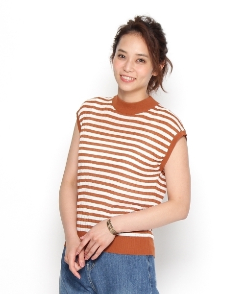 AG by aquagirl（エージーバイアクアガール）の「スマートアイスリネンノースリーブニット（ニット/セーター・レディース・ブラック/ブラウン系1/レッド/ブラウン/ホワイト/ブラック系1/グリーン・38）」の8枚目の写真