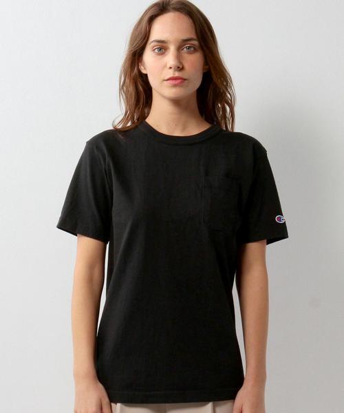 Champion（チャンピオン）の「【WEB限定】◎Champion 1ポケットTシャツ / チャンピオン（Tシャツ/カットソー・レディース・ホワイト/ブラック・SMALL/MEDIUM）」の5枚目の写真