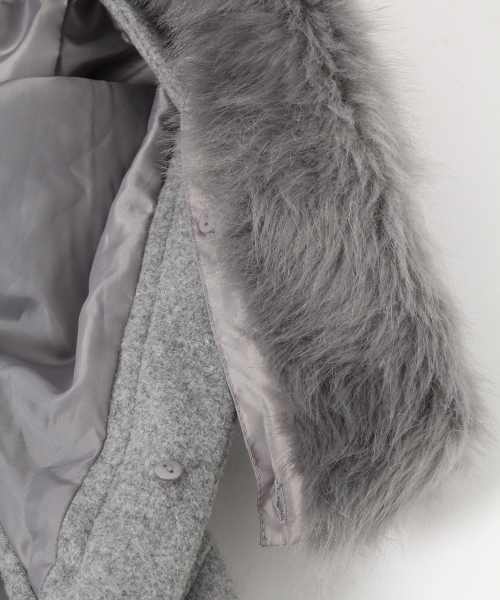 Heather（ヘザー）の「ファーフードロングダッフルコート　723956（ダッフルコート・レディース・ネイビー/オフホワイト/グレー・FREE）」の12枚目の写真